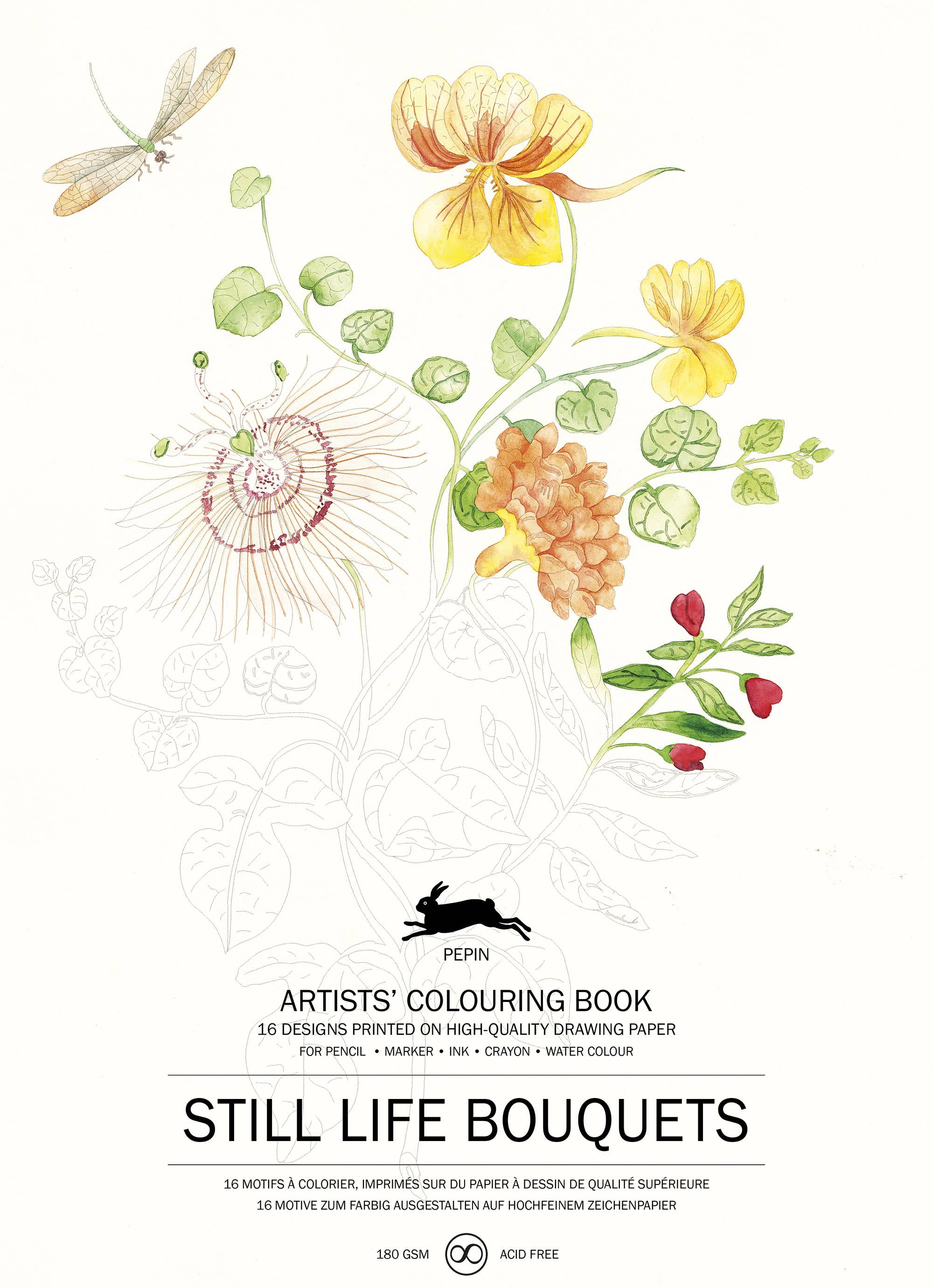 Bloom and Brush: A Still Life Bouquets Artists' 16 Page Colouring Book