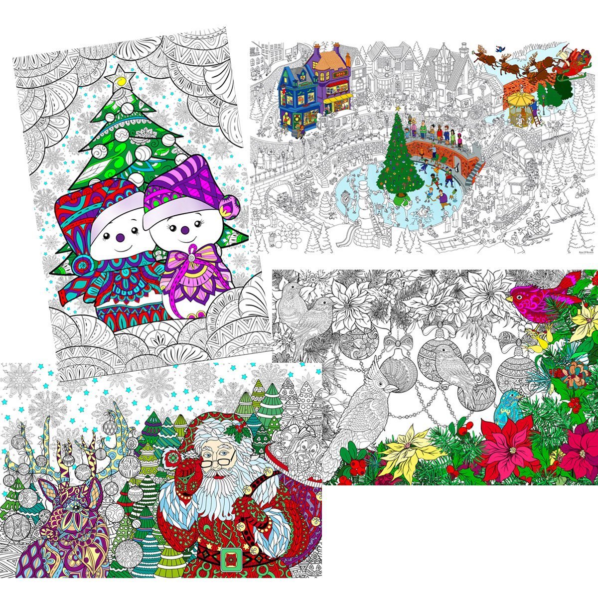 Great2bColorful - 24" x 16" Happy Holidays Coloring Posters 4-Pack
