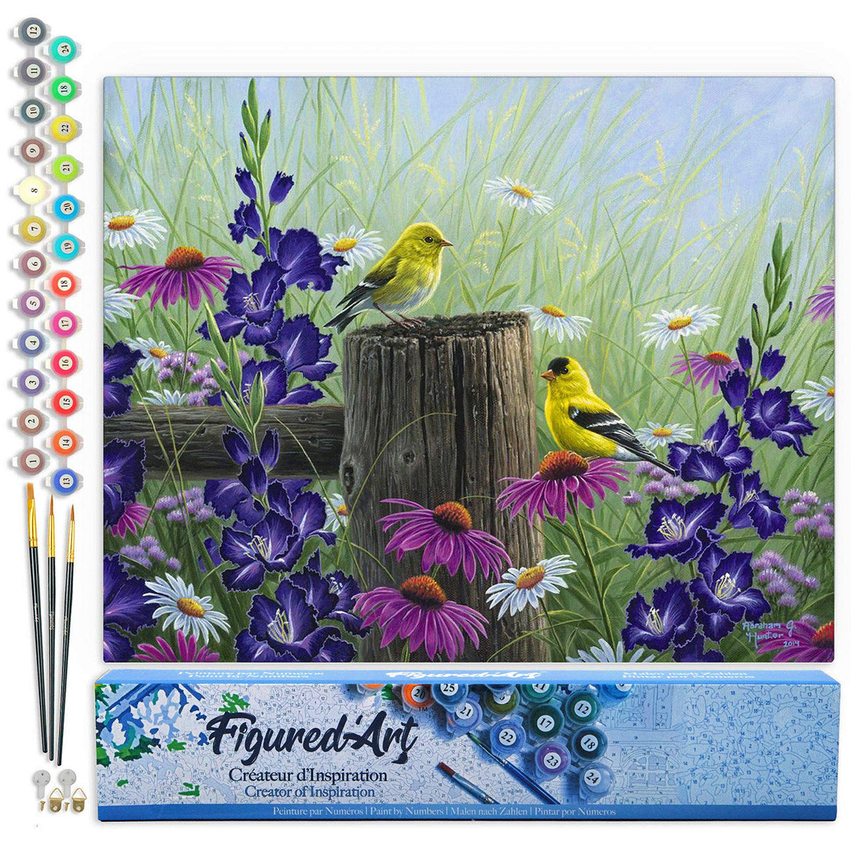 Paint By Numbers 16 x 20 Linen Canvas - Goldfinch Birds