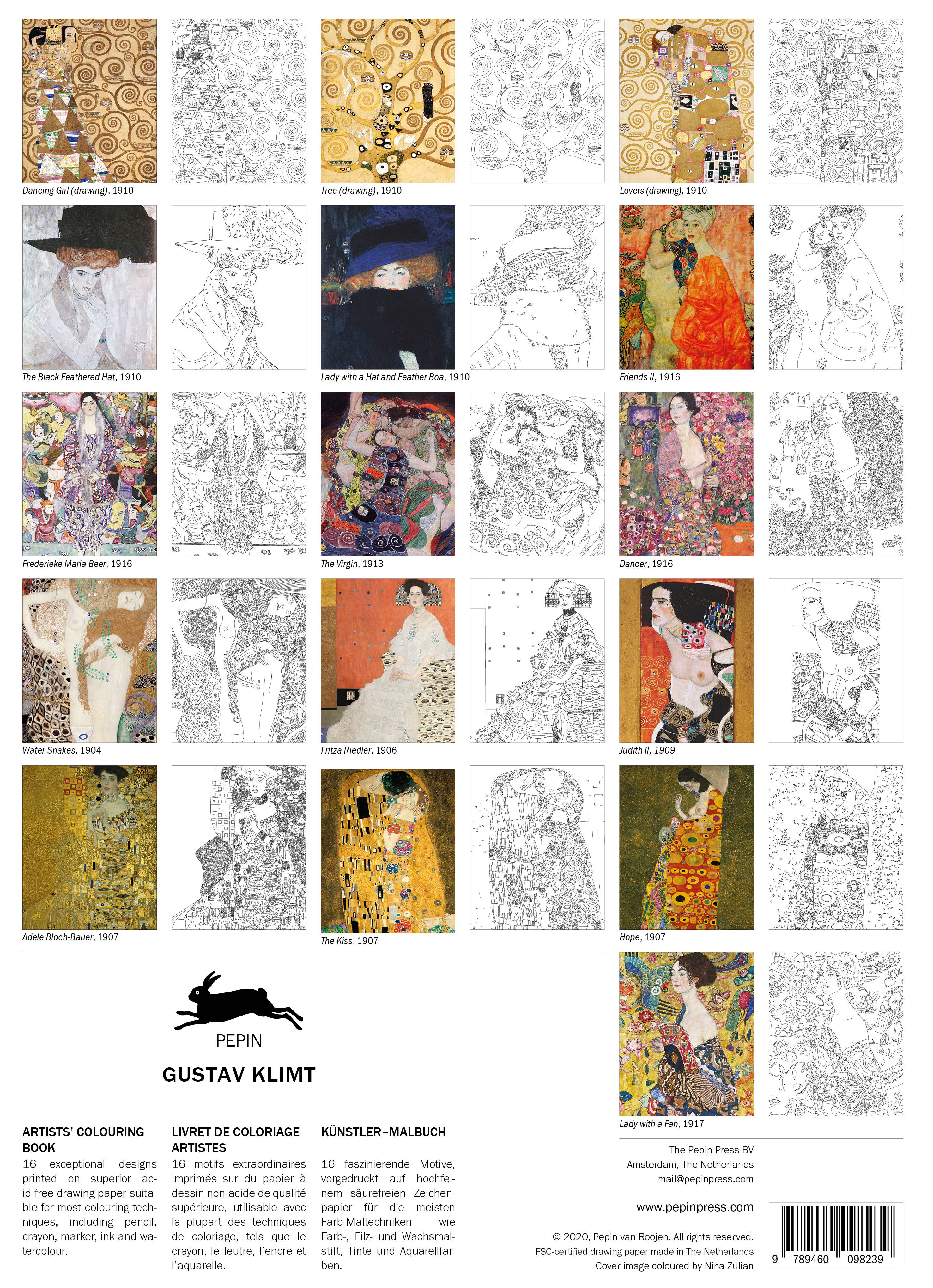 Golden Reveries: A Gustav Klimt Inspired 16 Page Professional Colouring Experience