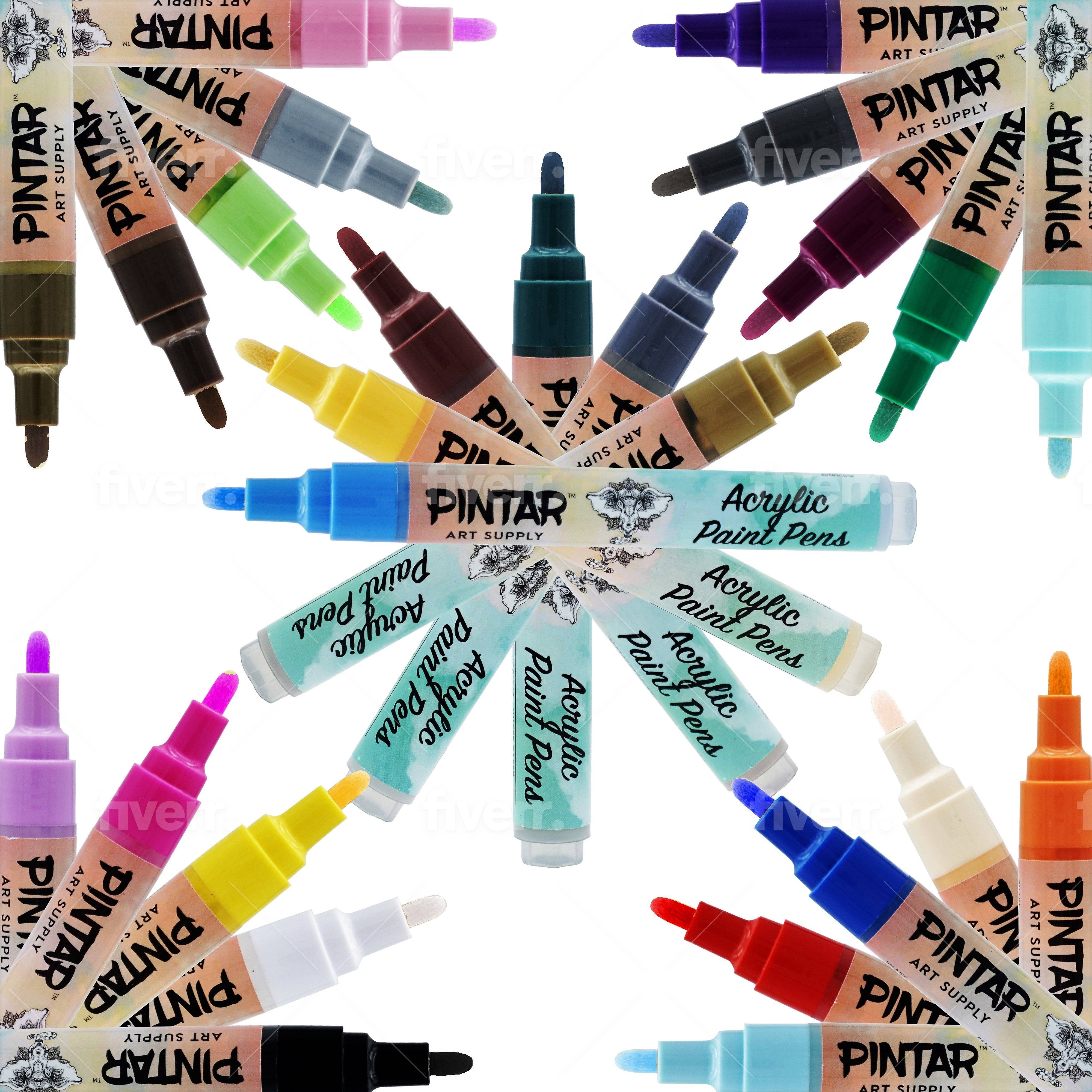 Pintar Acrylic Paint Markers - 26 Pack With 5 mm Tips