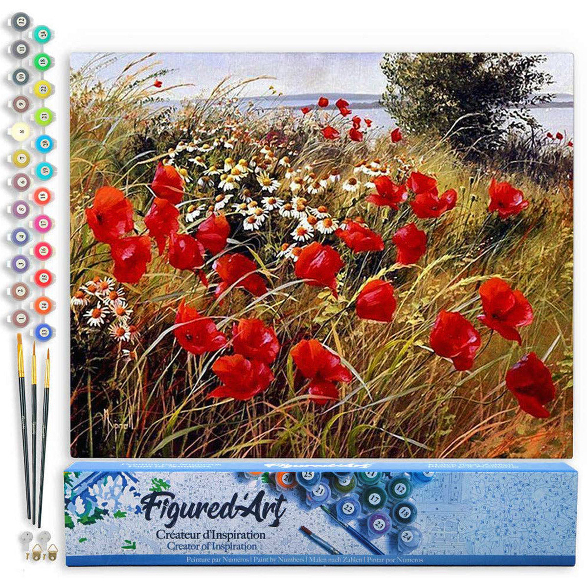 Paint By Numbers 16 x 20 Linen Canvas - Wild Flowers In The Countryside