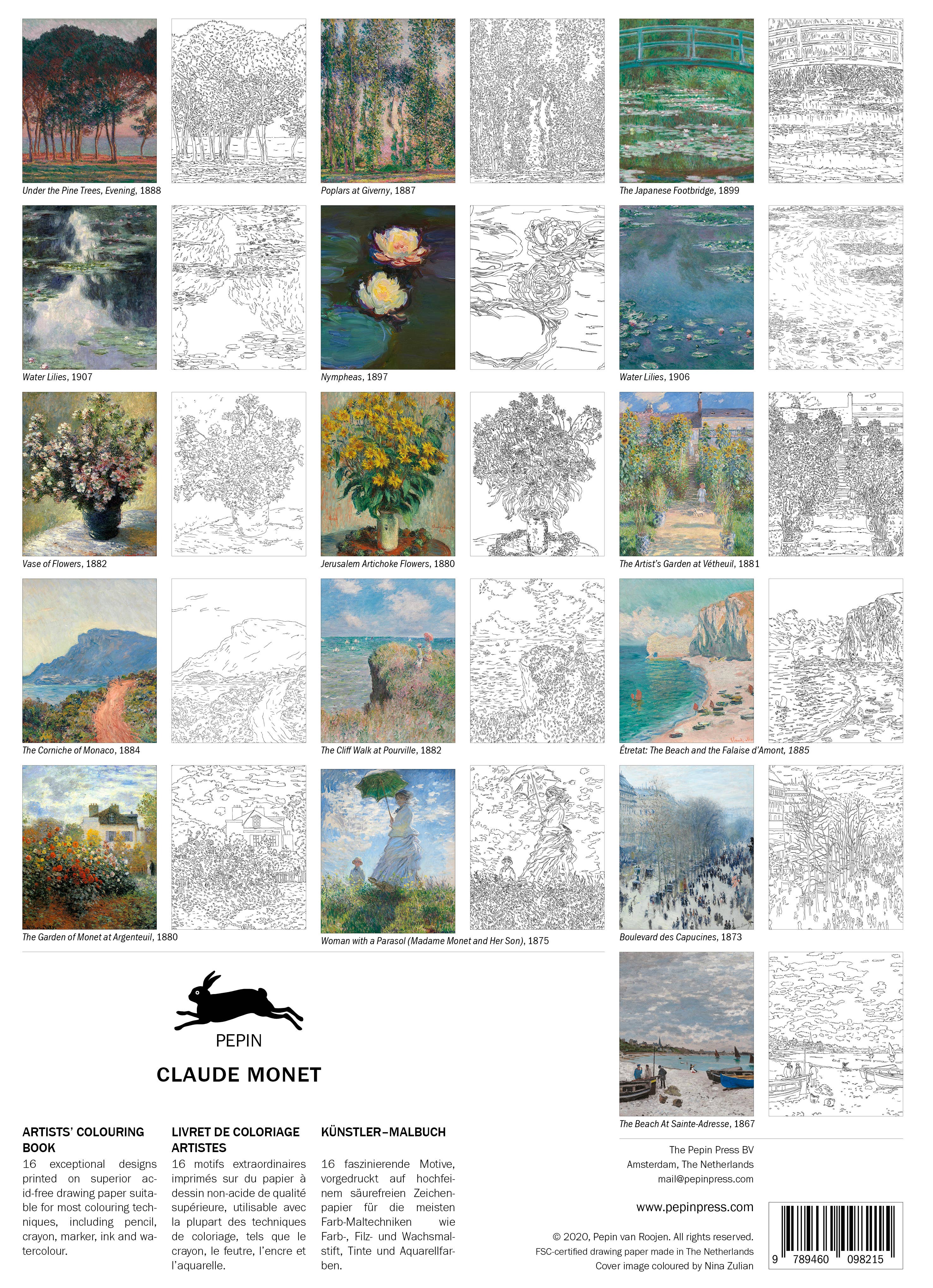 Artist's 16 Page Professional Colouring Book - Claude Monet