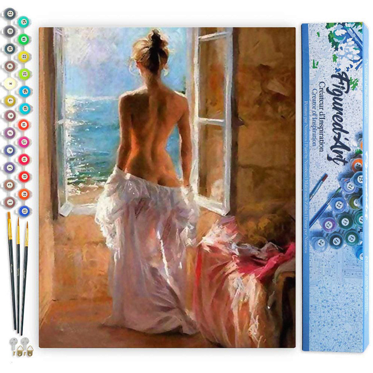 Paint By Numbers 16 x 20 Linen Canvas - Naked Woman And Sun