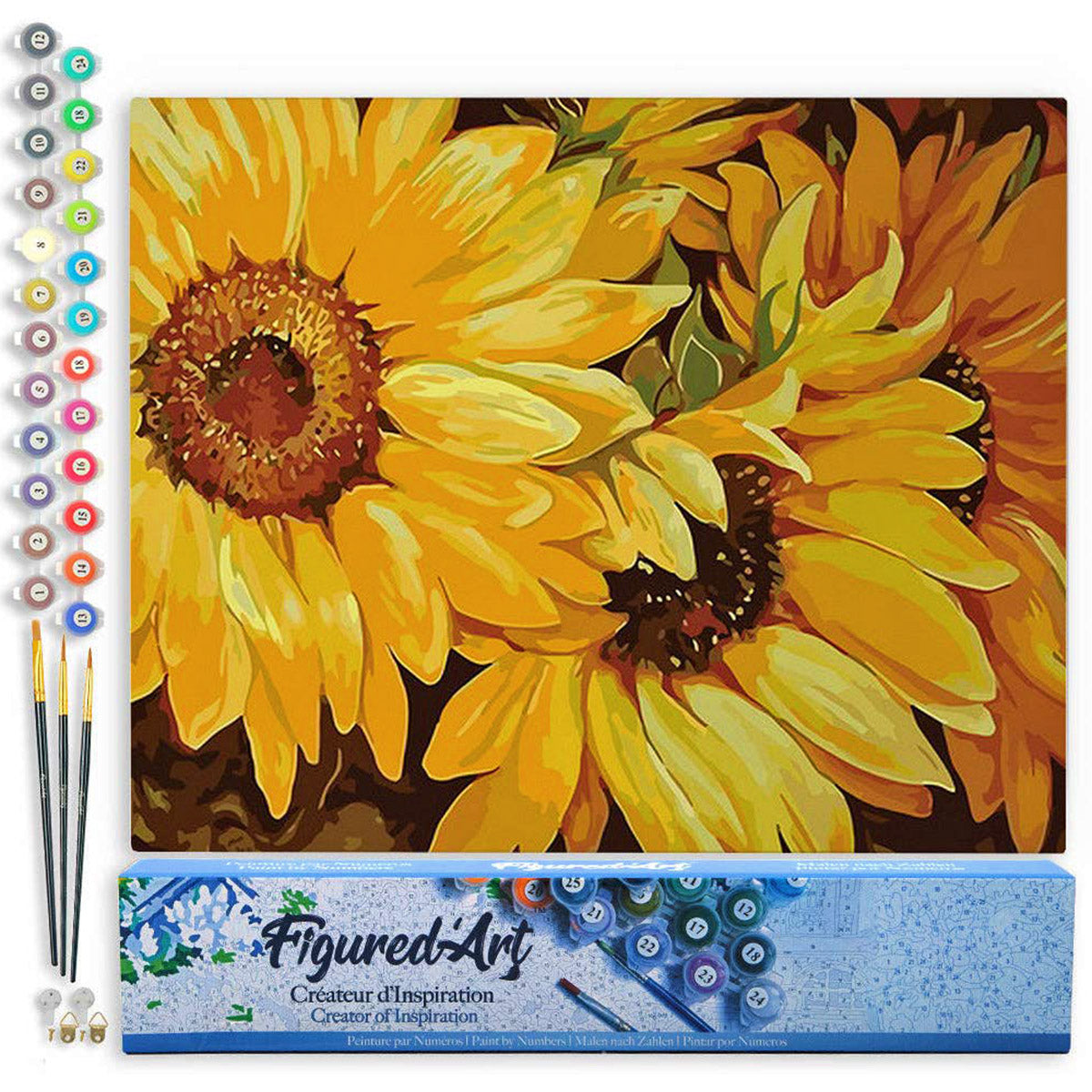 Paint By Numbers 16 x 20 Linen Canvas - Sunflowers In Full Bloom