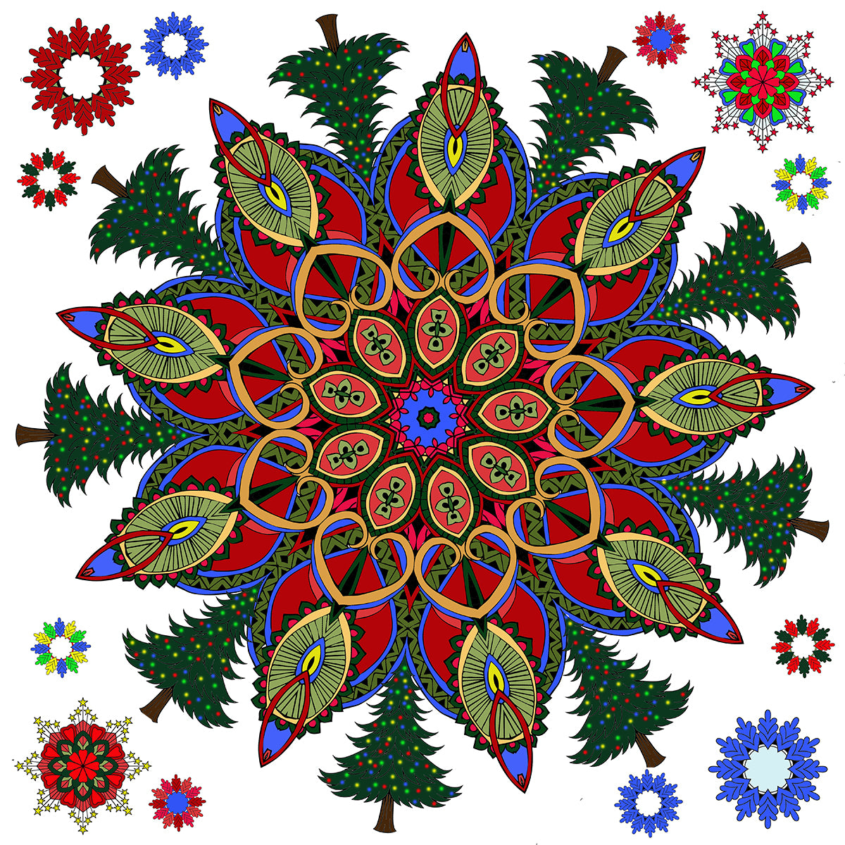 Great2bColorful Coloring Poster - Holiday Mandalas 18" x 18" (Set of 2)