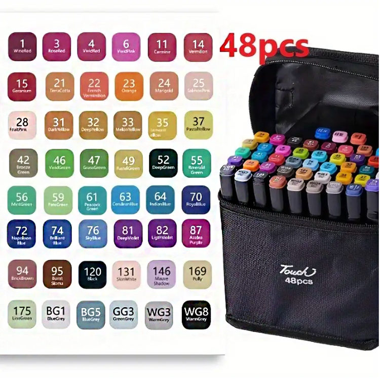 Great2bColorful Dual-Tip Permanent Markers with Carrying Case - 48 Piece Marker Set