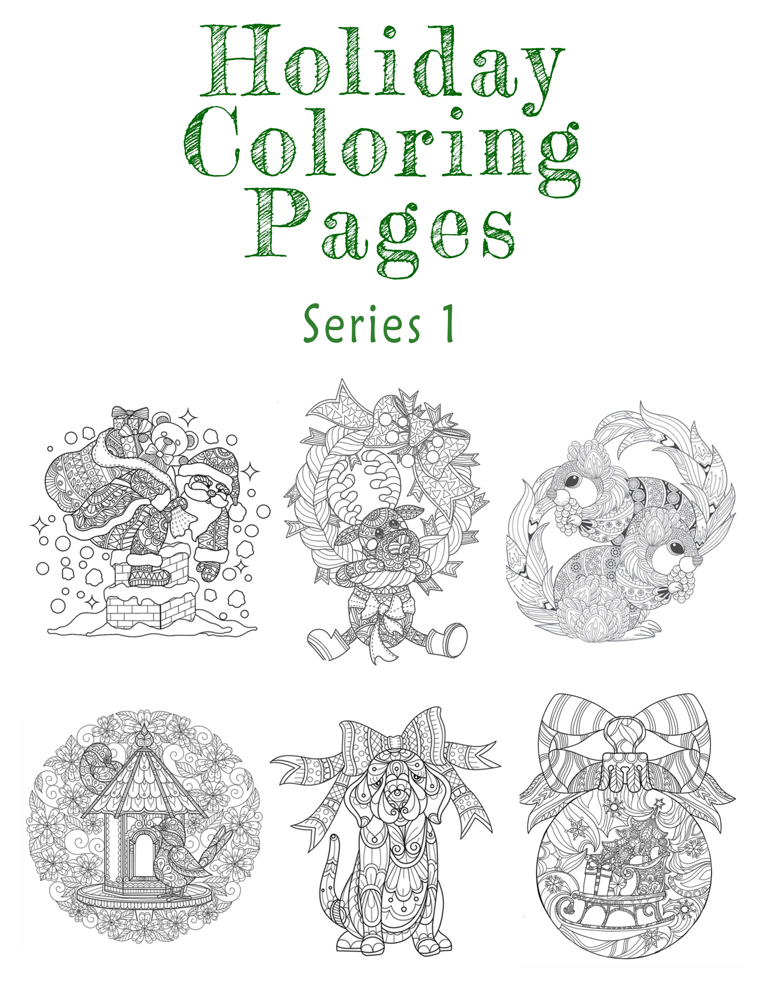 Great2bColorful Instant Downloads - 6 Holiday Coloring Pages - Series 1