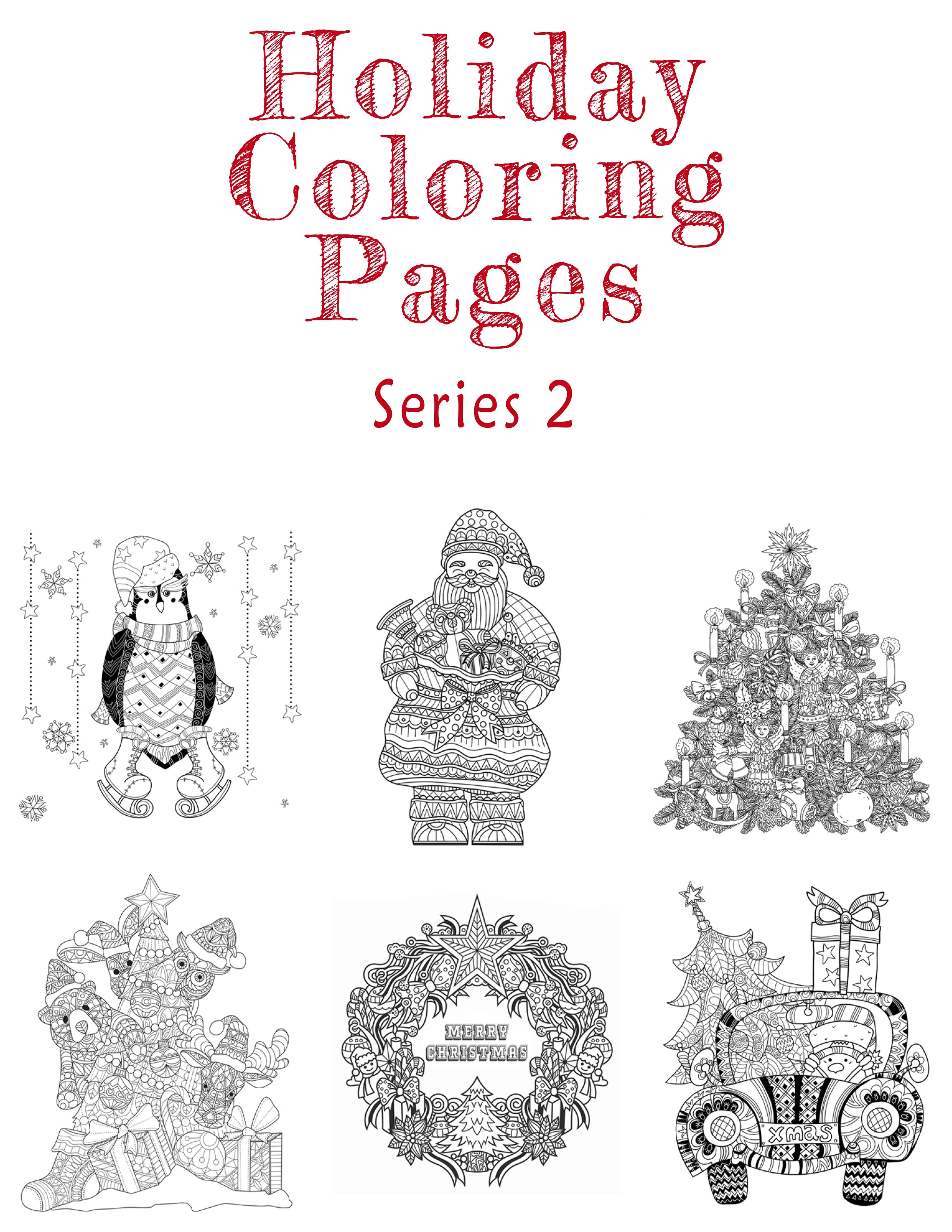 Great2bColorful Instant Downloads - 6 Holiday Coloring Pages - Series 2