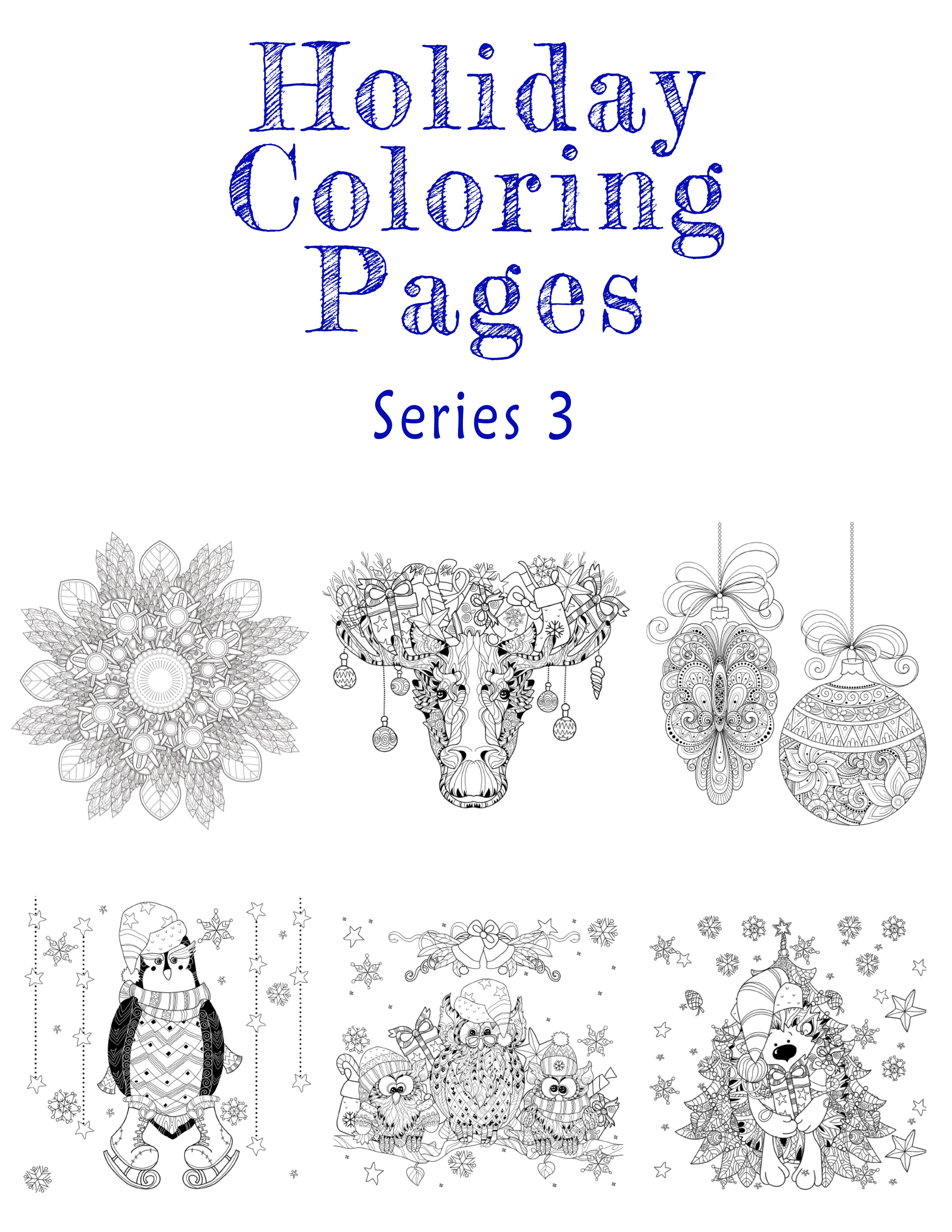 Great2bColorful Instant Downloads - 6 Holiday Coloring Pages - Series 3