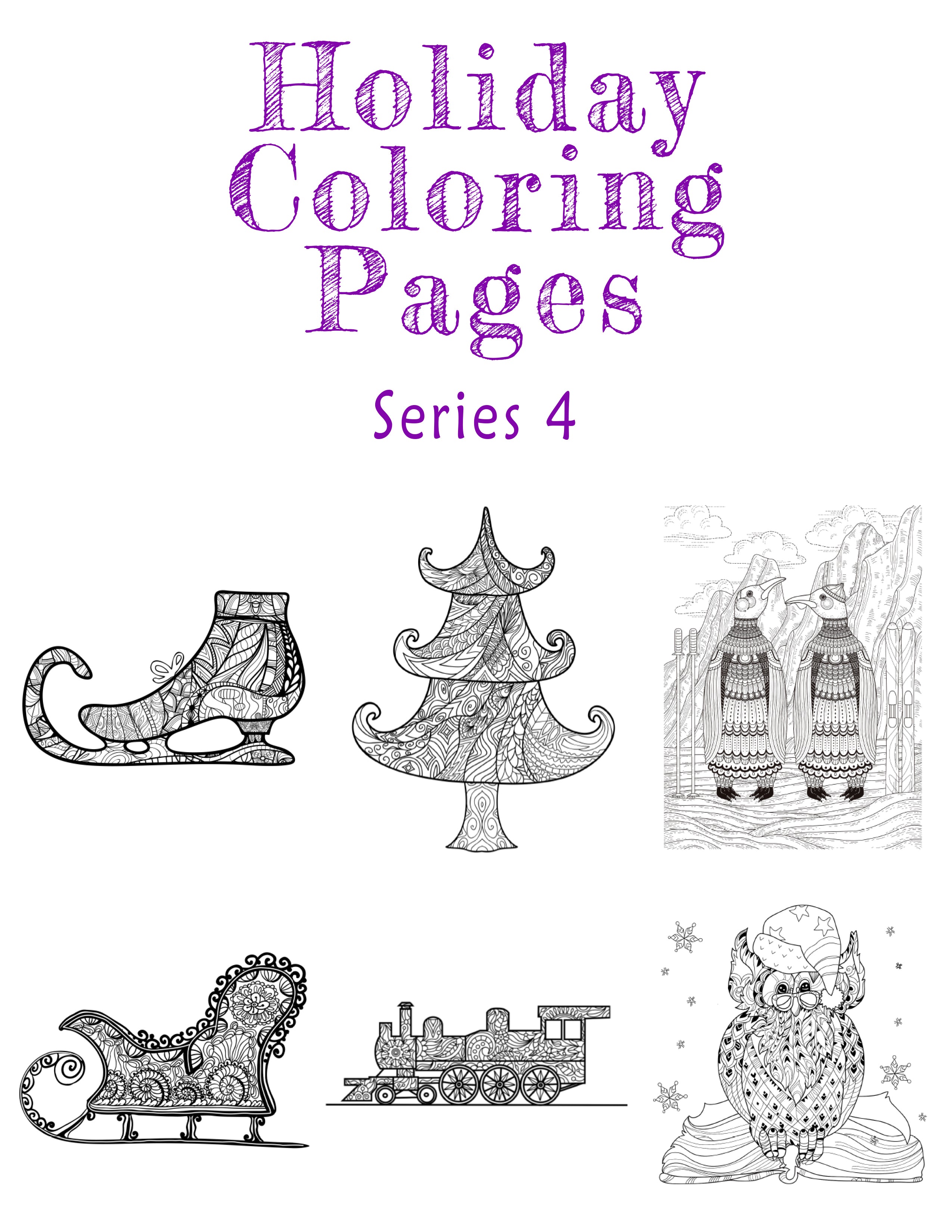 Great2bColorful Instant Downloads - 6 Holiday Coloring Pages - Series 4