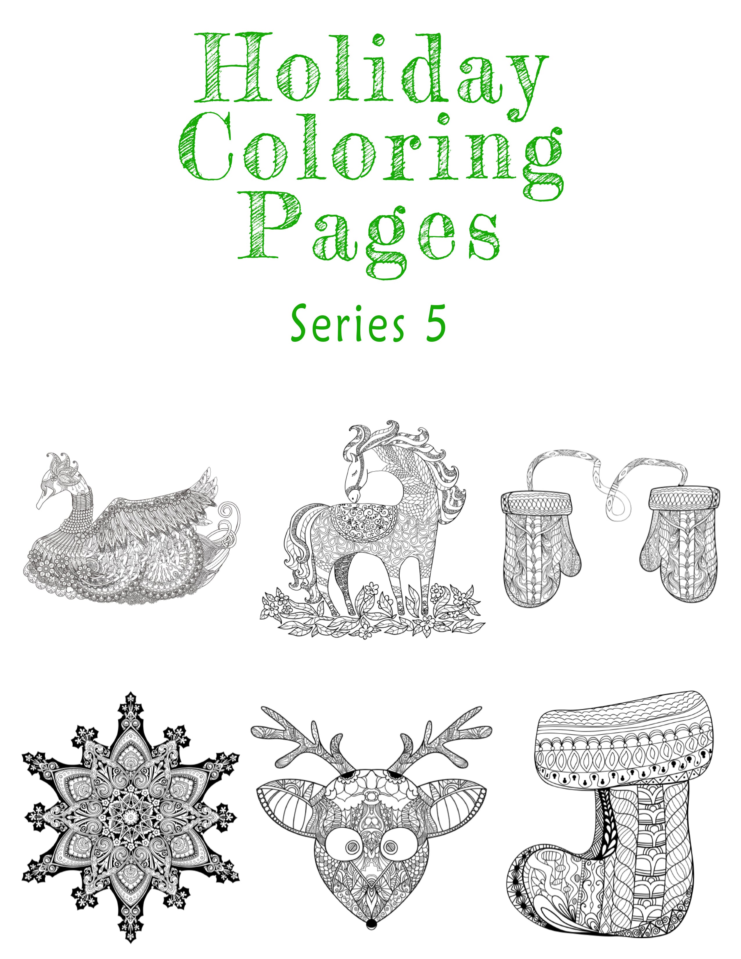 Great2bColorful Instant Downloads - 6 Holiday Coloring Pages - Series 5