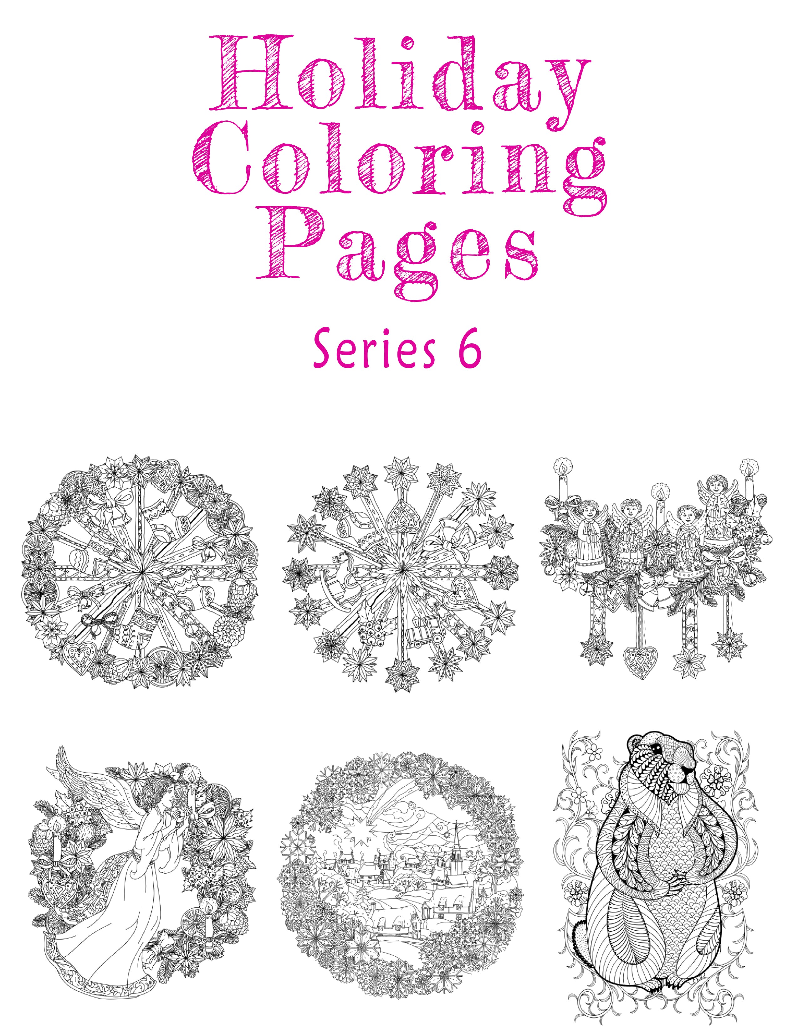 Great2bColorful Instant Downloads - 6 Holiday Coloring Pages - Series 6