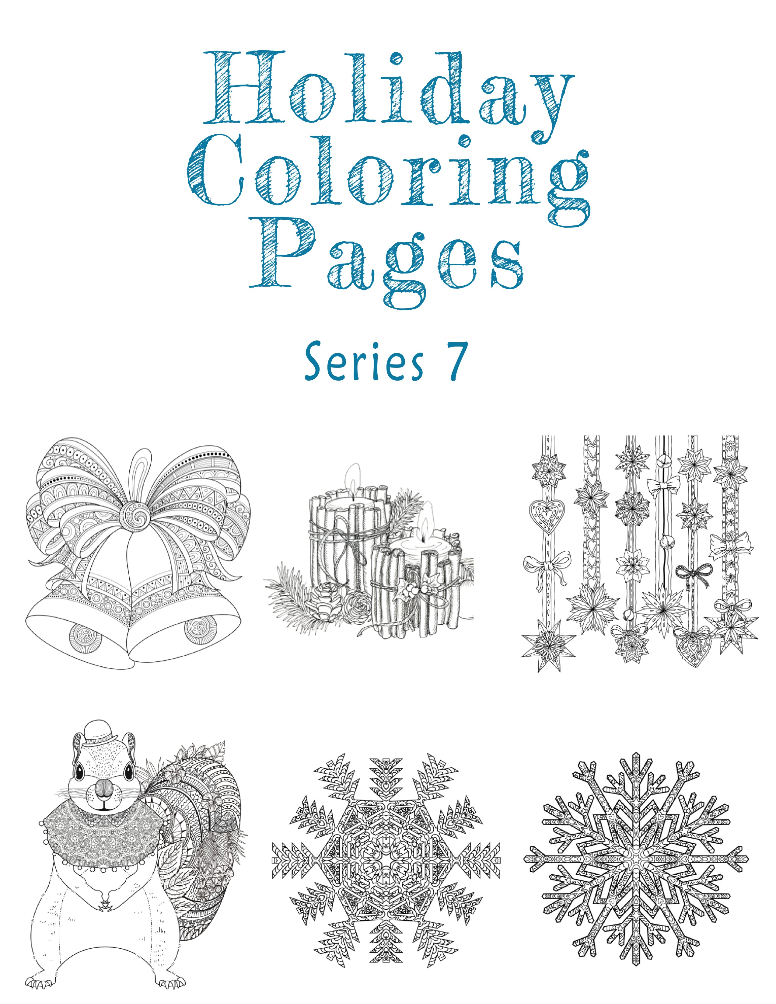 Great2bColorful Instant Downloads - 6 Holiday Coloring Pages - Series 7