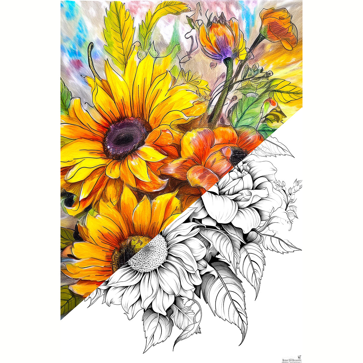 Great2bColorful Coloring Poster - Sunflower Bouquet