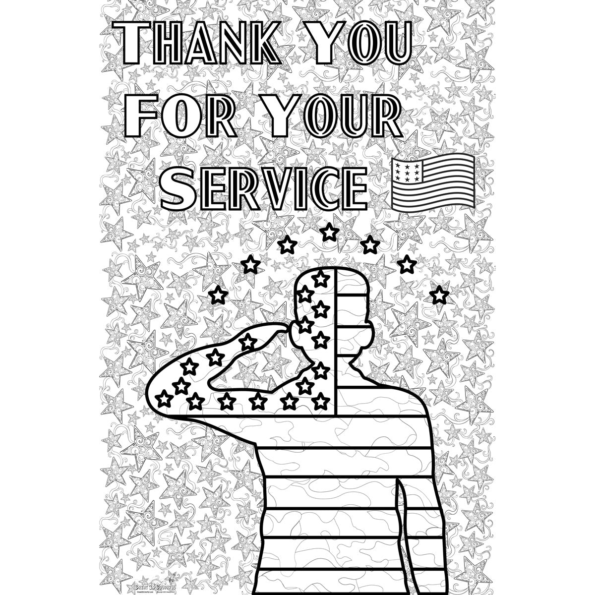 Great2bColorful - "Thank You for your Service" Coloring Poster