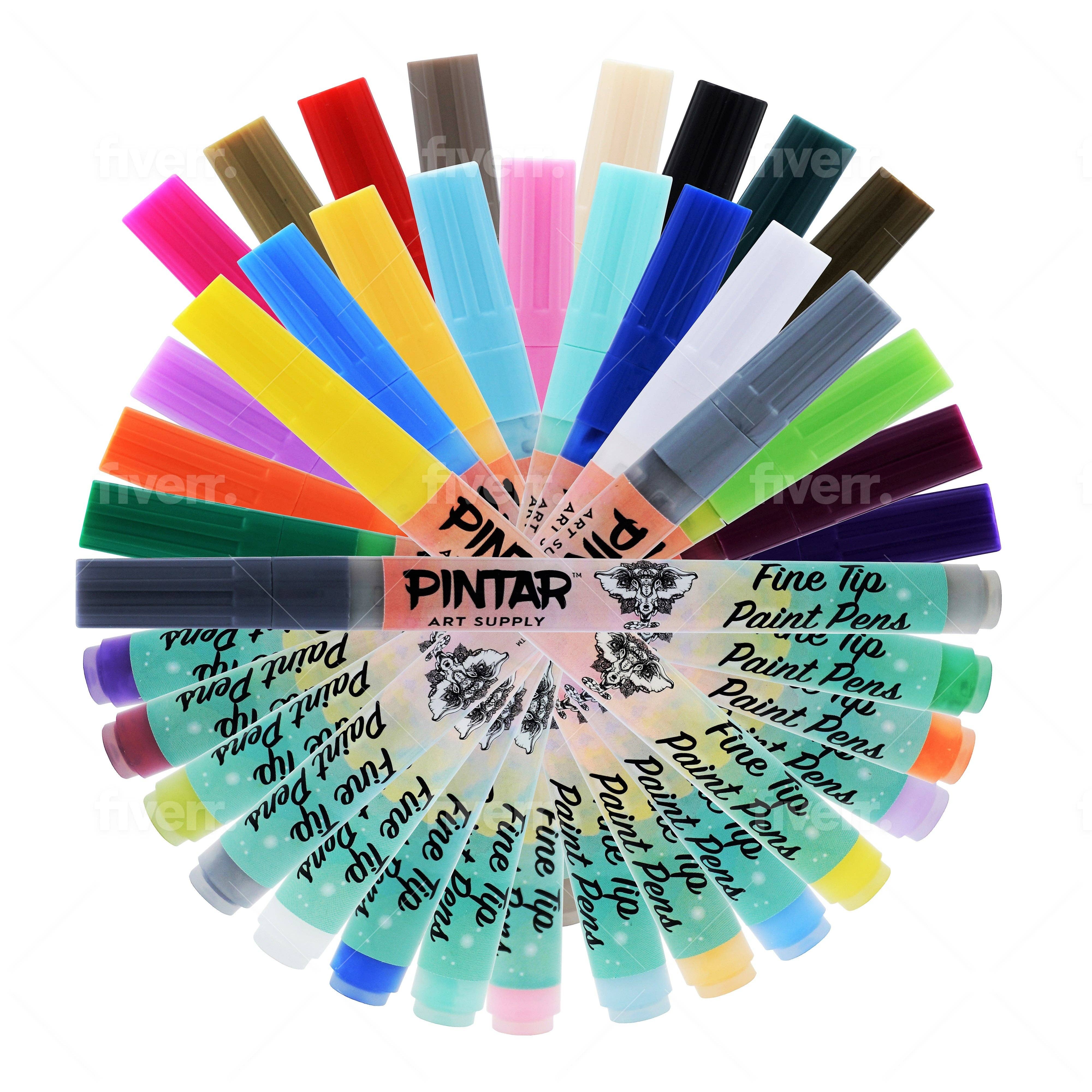 Pintar Acrylic Fine Tip Paint Markers (Includes Metallic Colors) - 24 Pack