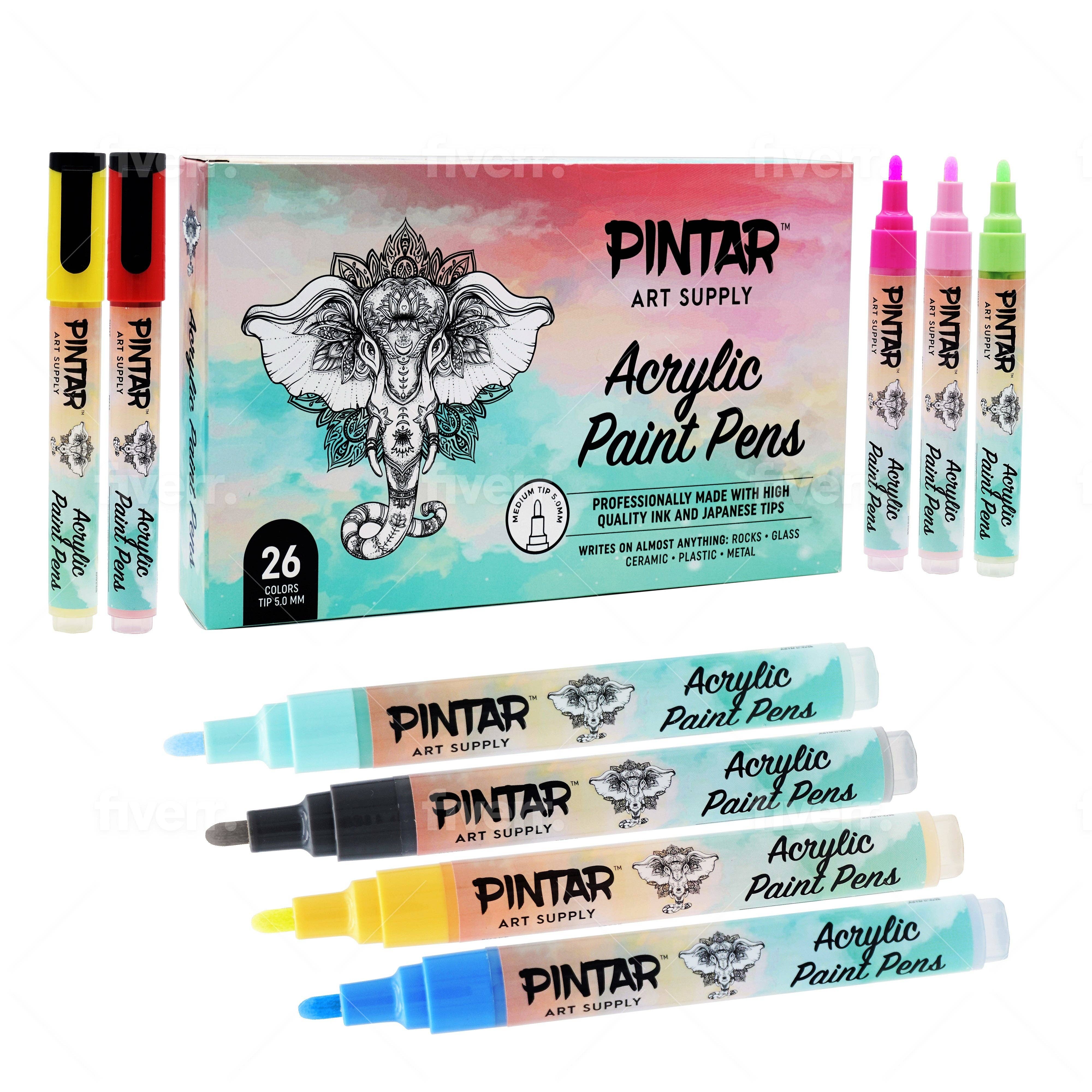 Pintar Acrylic Paint Markers - 26 Pack With 5 mm Tips