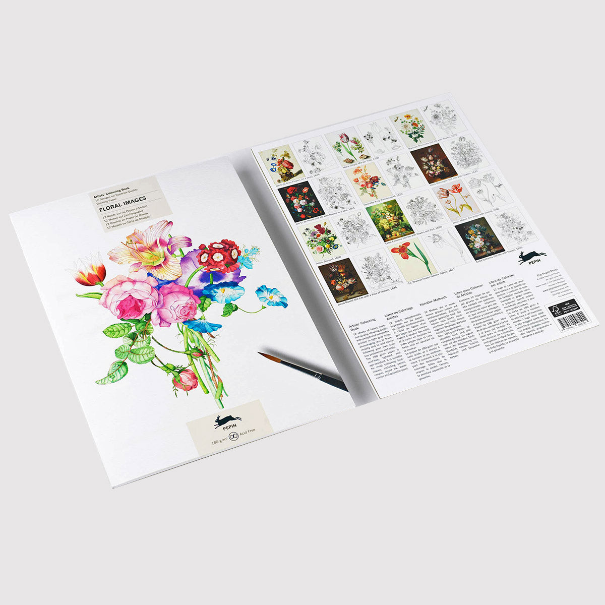 Blossom and Bloom: A Floral Images Artists' 16 Page Colouring Book