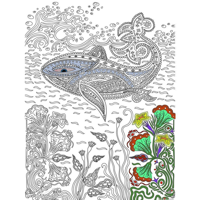 Great2bColorful - 24" x 16" Big Blue Sea Coloring Posters, 4-Pack