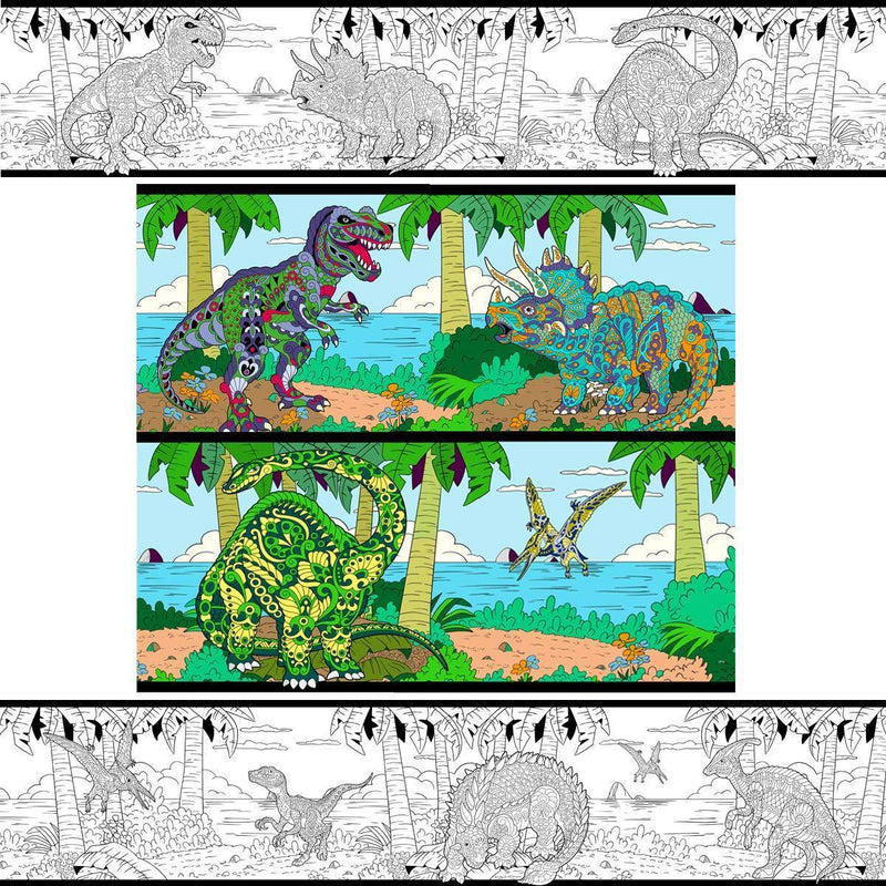 Great2bColorful 12" Coloring Poster (15 Feet) - Dinosaurs Wall Border