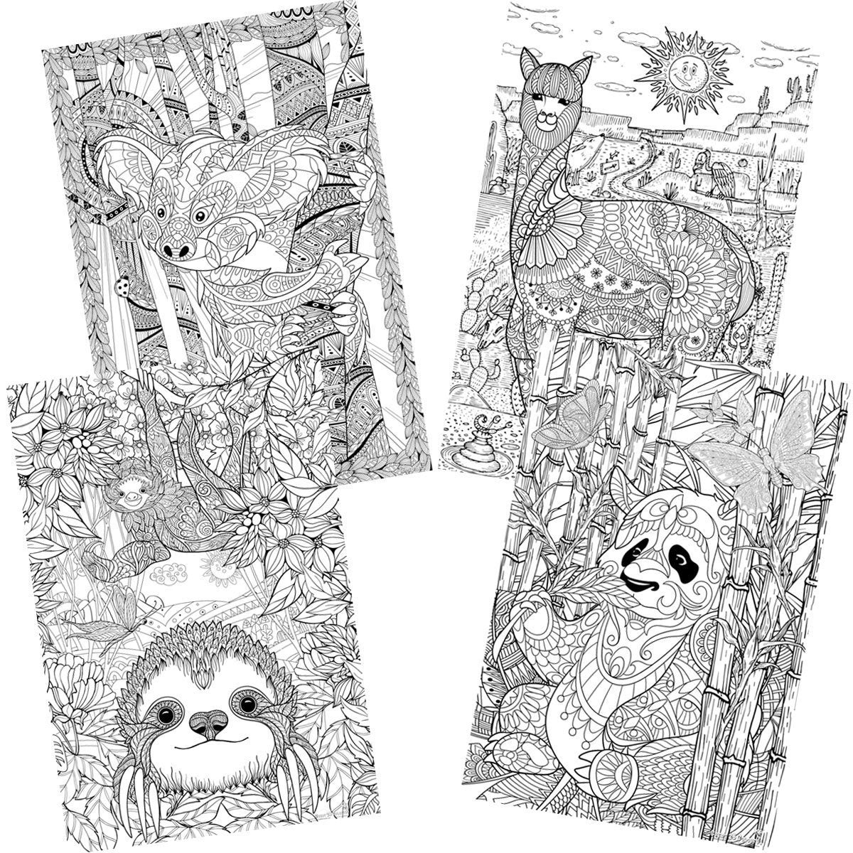 Great2bColorful - 24" x 16" Animals Around the World, 4-Pack Coloring Posters