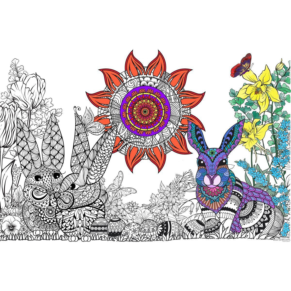 Great2bColorful Coloring Posters - Spring Rabbits