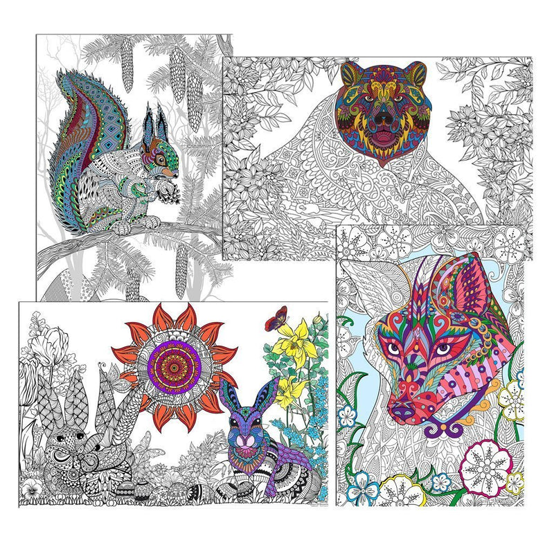 Great2bColorful - Walk In The Woods Coloring Posters, 4-Pack