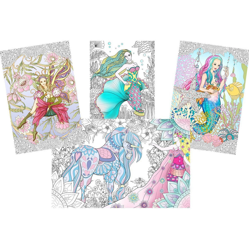 Great2bColorful - 24" x 16" Enchanted, 4-Pack Coloring Posters