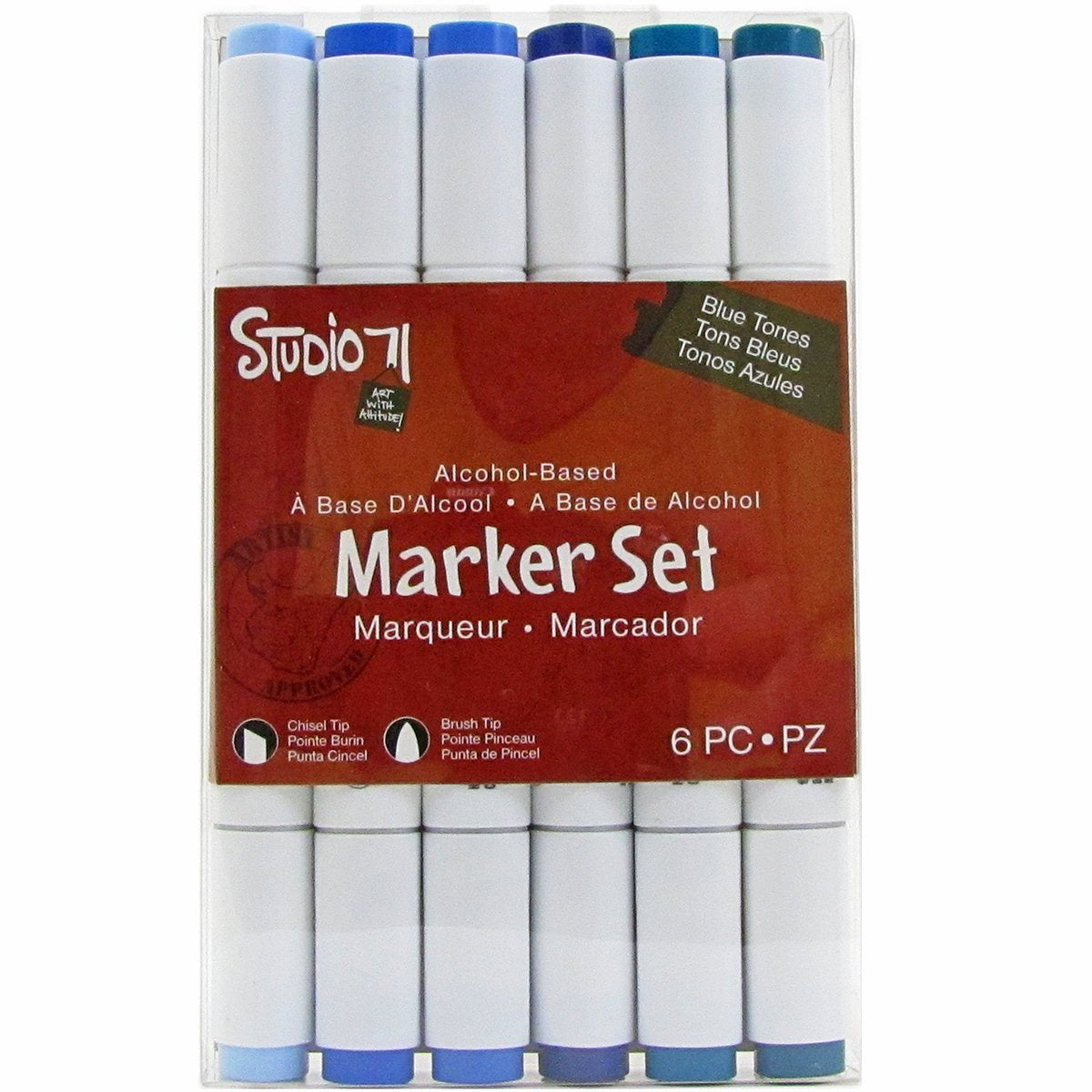 Great2bColorful Dual Tip Alcohol Ink Marker Set of 6 - Blue Tones