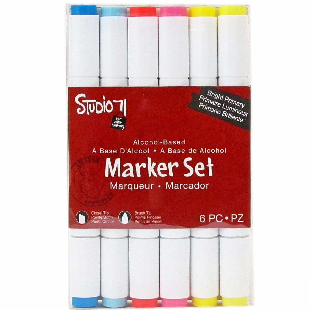 Great2bColorful Dual Tipped Alcohol Set of 6 Markers Bright Primaries