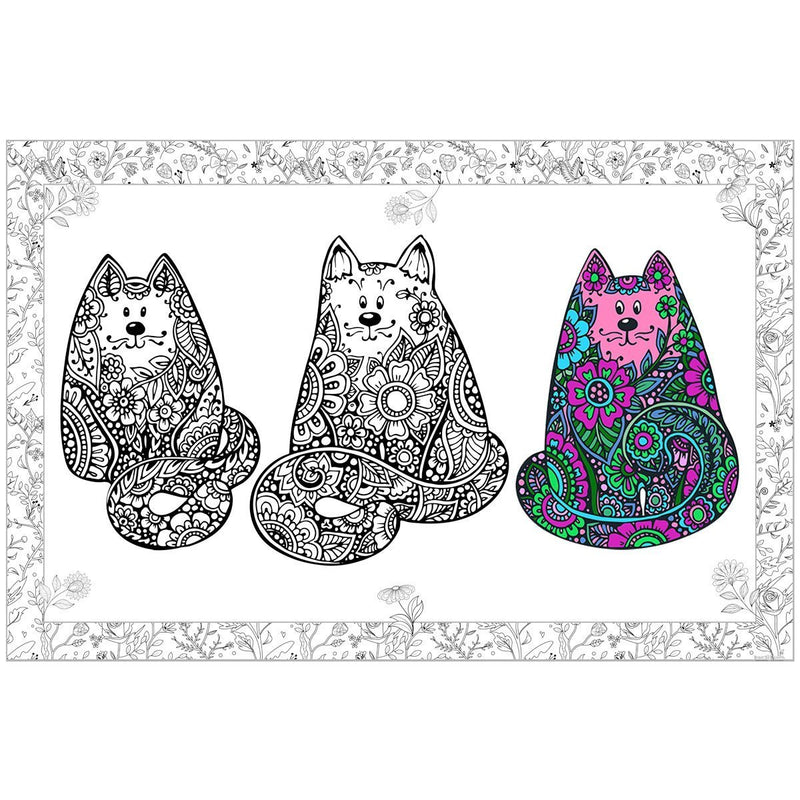 Great2bColorful Coloring Posters - Three Happy Cats