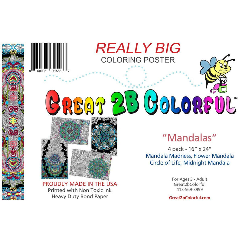 Great2bColorful - 24" x 16" Mandalas 4-Pack Coloring Posters