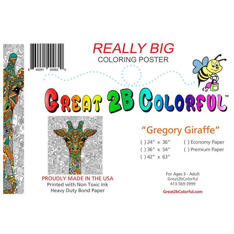 Great2bColorful - Gregory The Giraffe Coloring Poster