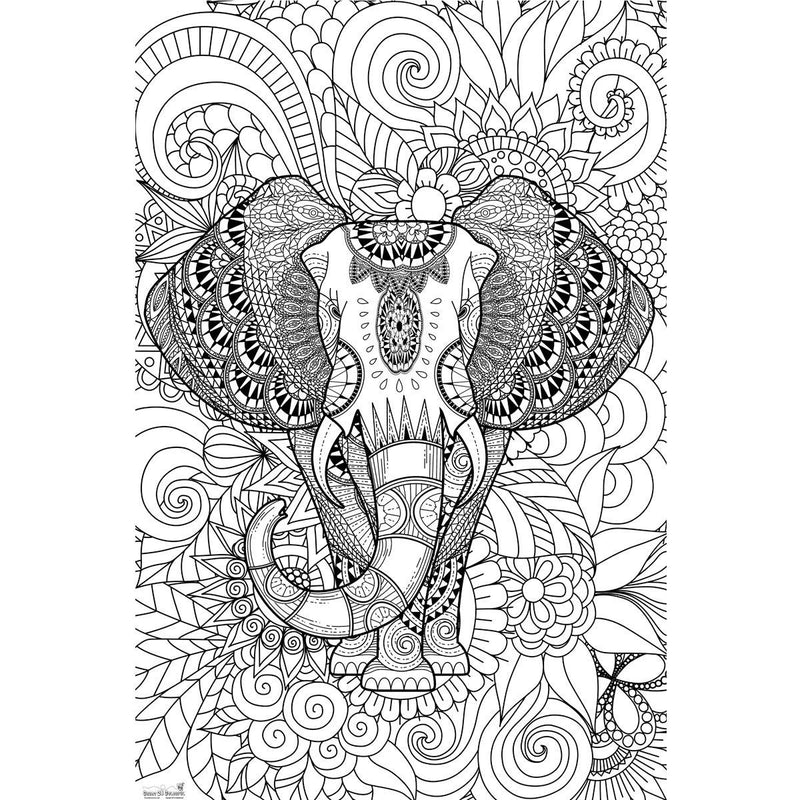 Great2bColorful - African Elephant Coloring Poster