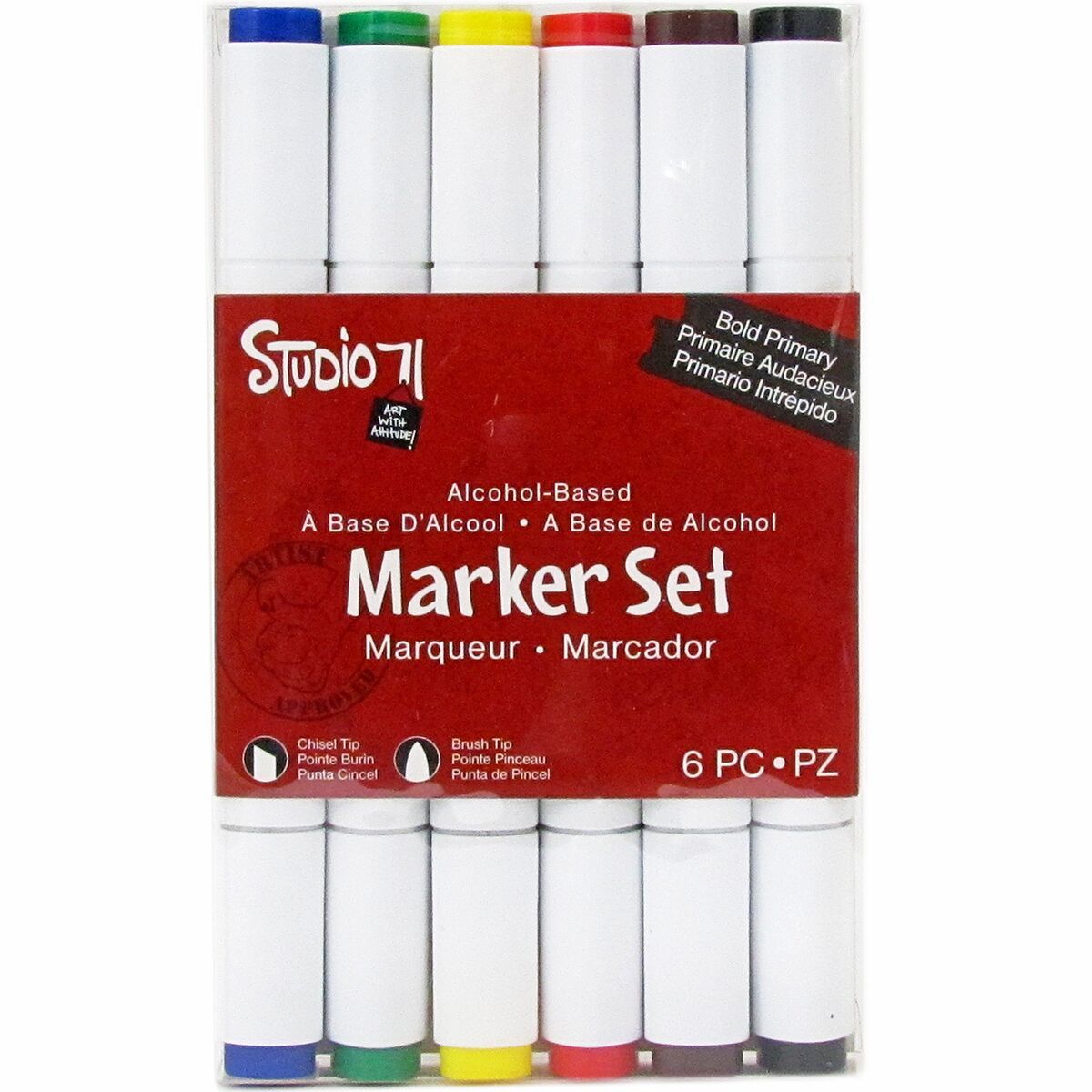 Great2bColorful Dual Tip Alcohol Ink Marker Set of 6 - Bold Primaries