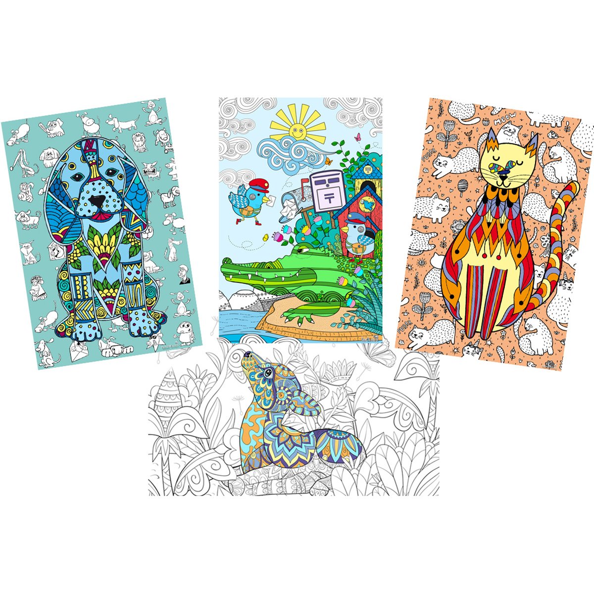 Great2bColorful - 24" x 16" Just For Fun, 4-Pack Coloring Posters