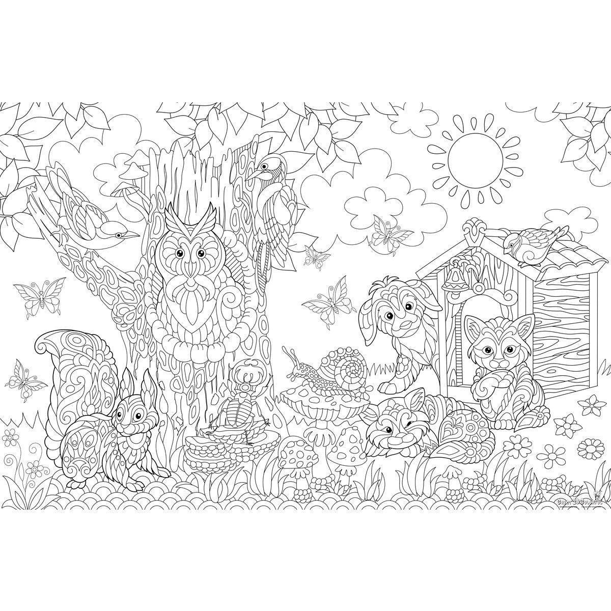 Great2bColorful Coloring Poster - Woodland Friends
