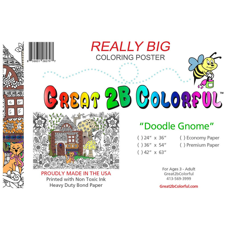 Great2bColorful - Doodle Art Gnome Home Coloring Poster