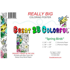 Great2bColorful - Spring Birds Coloring Poster