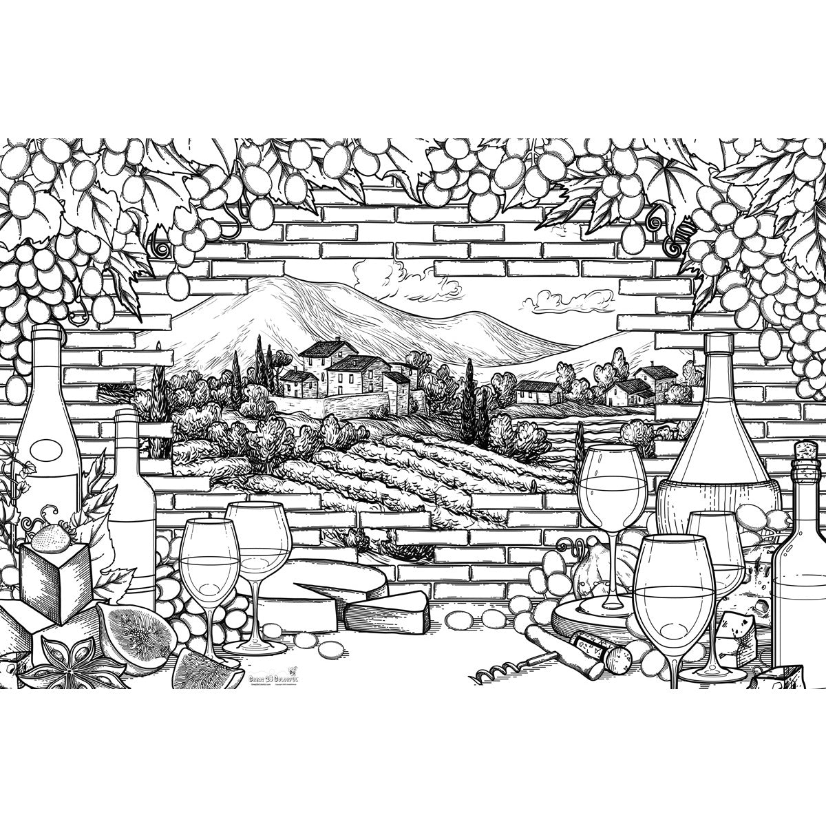 Great2bColorful - Wine Country Coloring Poster