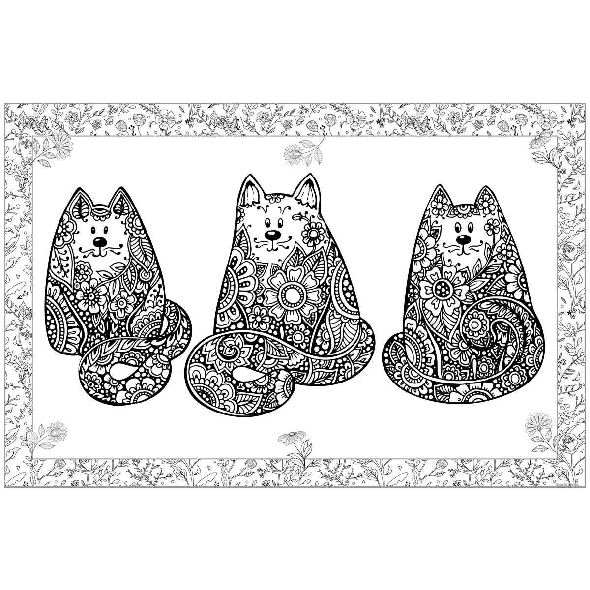 Great2bColorful Coloring Posters - Three Happy Cats