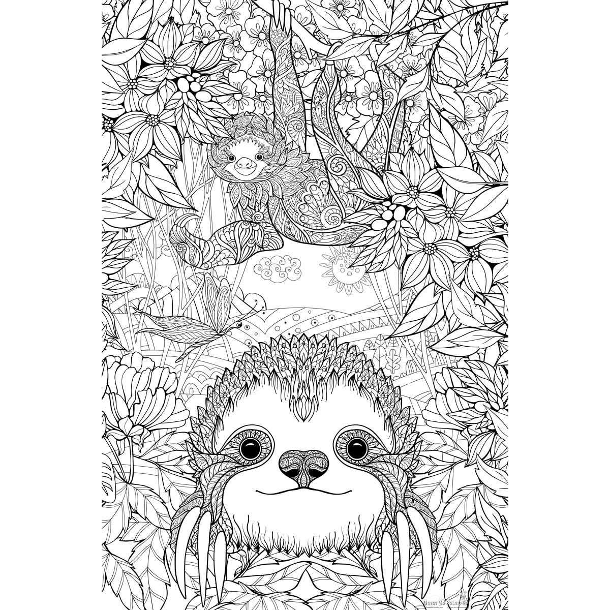 Great2bColorful - Pokie The Sloth Coloring Poster