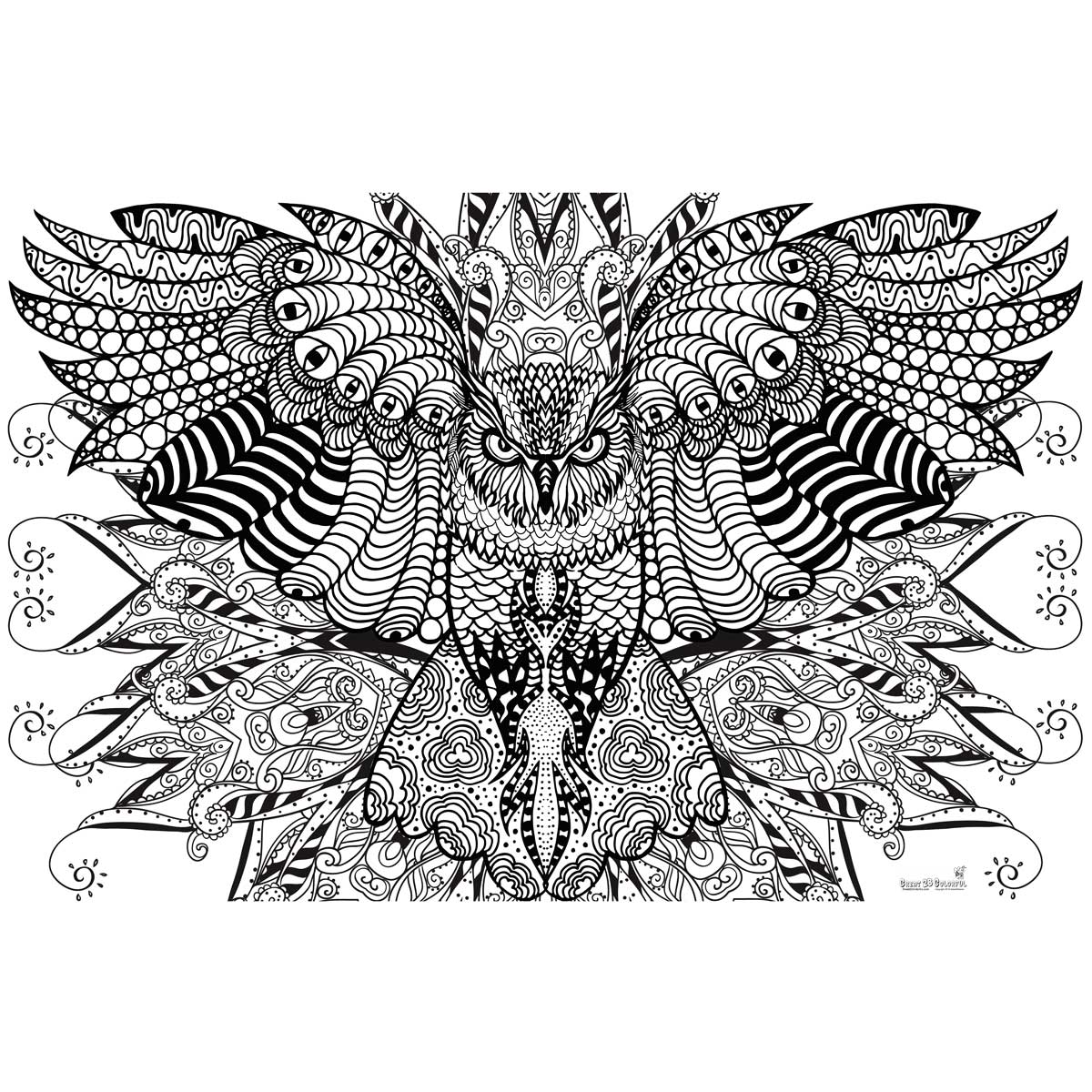 Great2bColorful - Mosaic Owl Coloring Poster