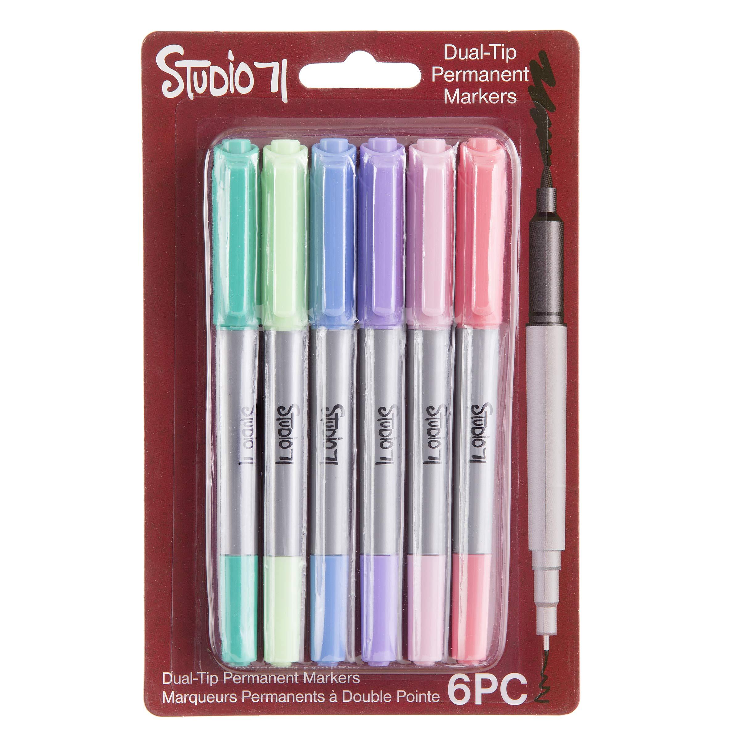 Great2bColorful Dual-Tip Permanent Pastel Markers, 6 Piece Marker Set