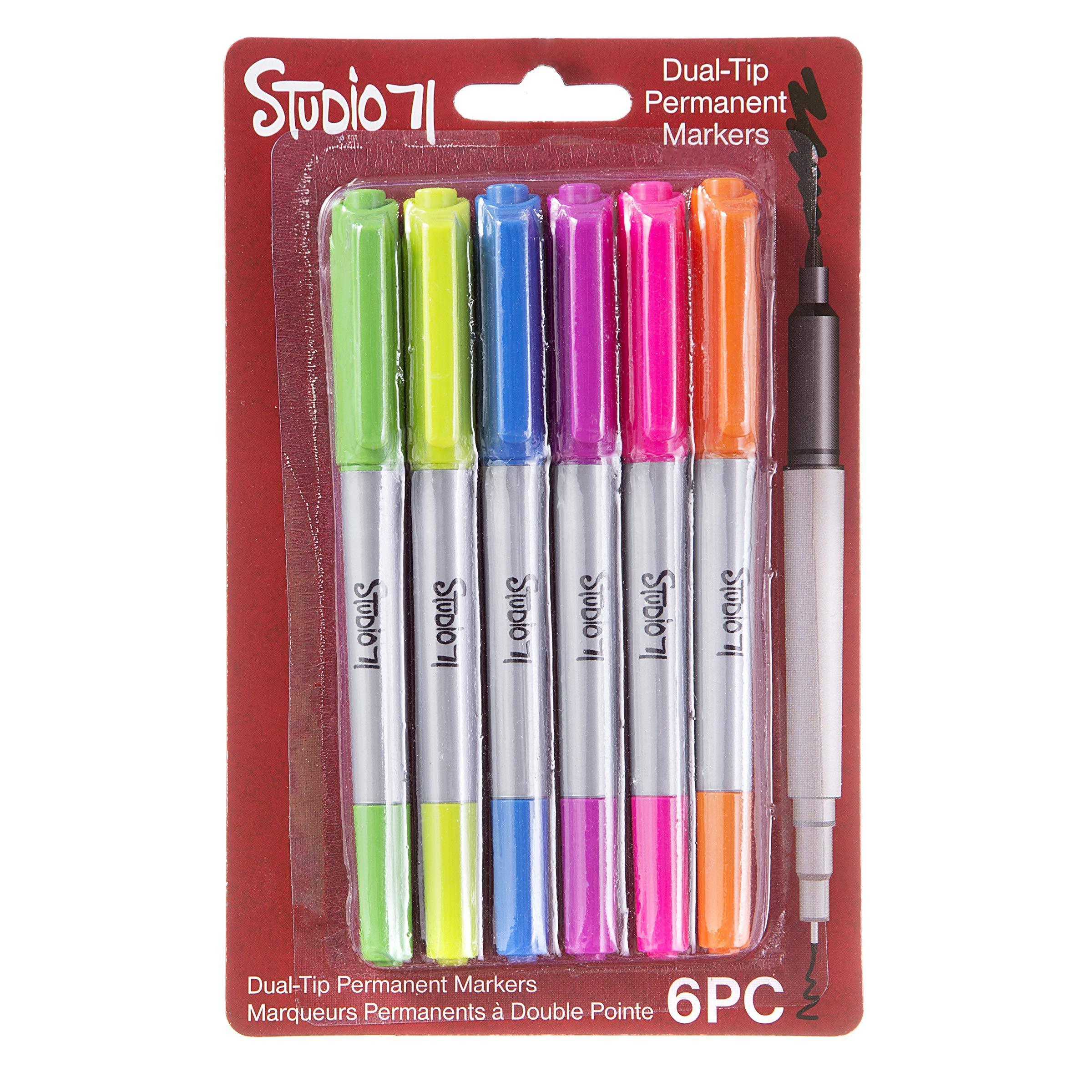 Great2bColorful Dual-Tip Vibrant Permanent Markers  - 6 Piece Marker Set