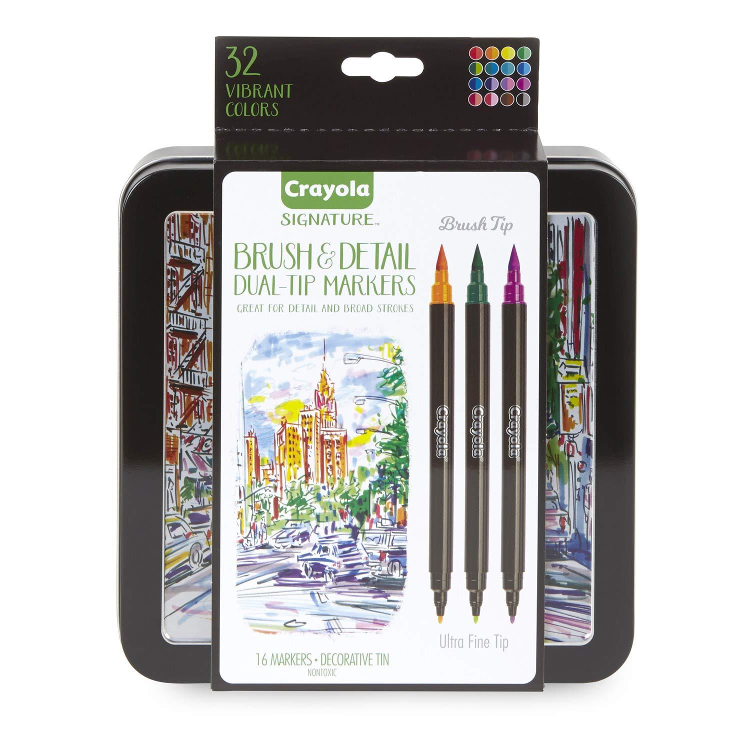 Crayola Signature Brush and Detail Markers Unbox and Swatch 